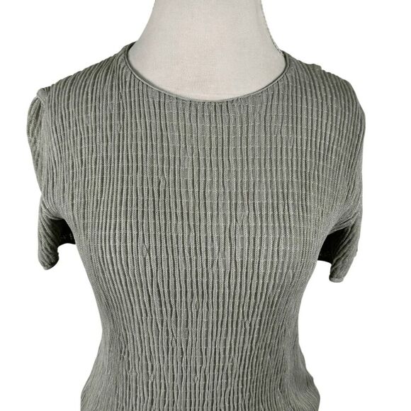 Vintage Giorgio Armani Rib puckered texture top Gray Crop Chic Size IT 42 US 6 - Picture 7 of 9
